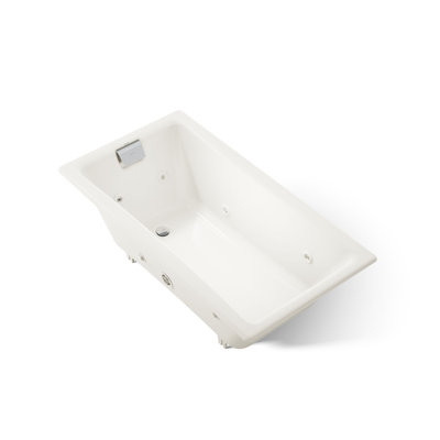 Tea-for-Two 60" x 32" Undermount Whirlpool Cast Iron Bathtub with Heater