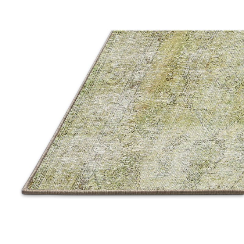 Vert palmier oriental/beige Tapis décoratif, Rectangle 6 pi x 9 pi