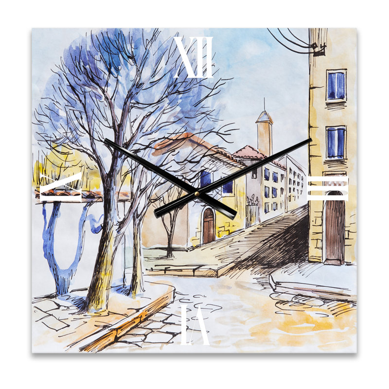 Maison blanche en été - Horloge murale traditionnelle, Grand