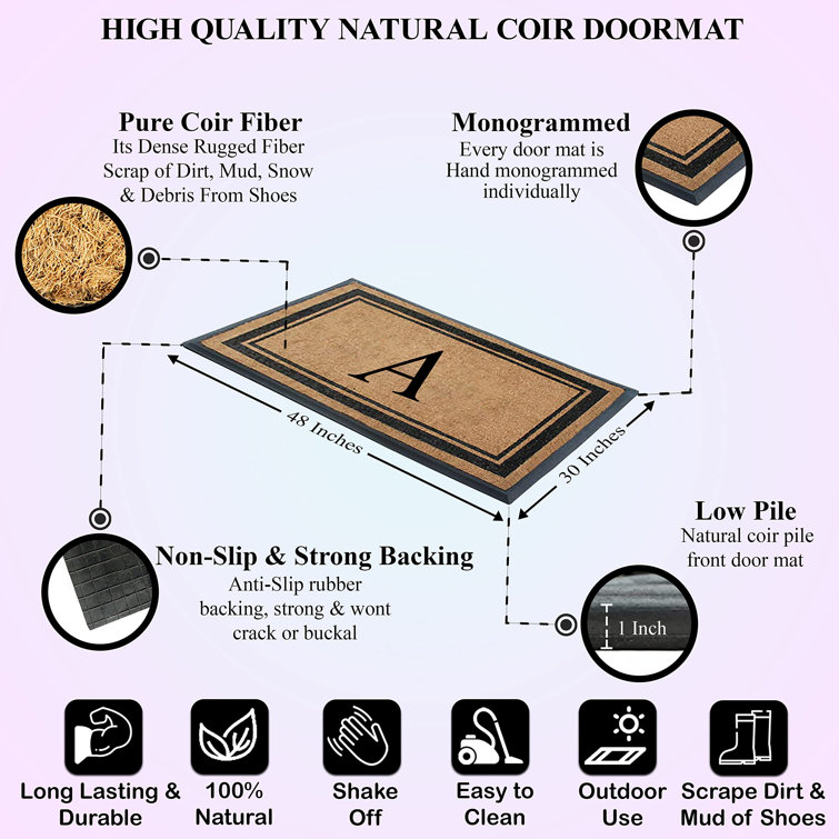 Corrigan Studio® Butters Flocked Natural Rubber & Coir Doormat