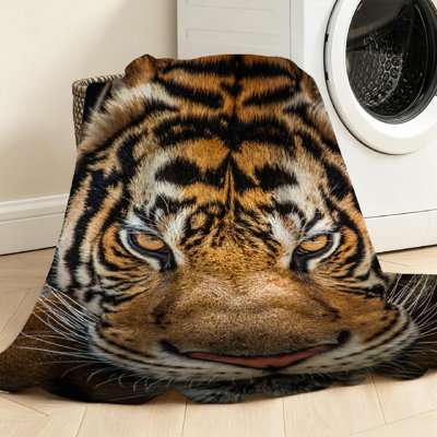 Black Ultra Soft Flannel Fleece Throw Blanket,Tigers Single-Sided Print