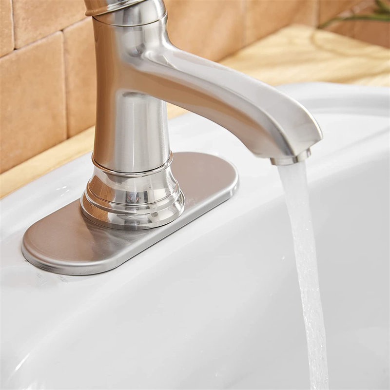 Single-Hole Single-handle Bathroom Faucet with Drain Assembly, Brushed Nickel