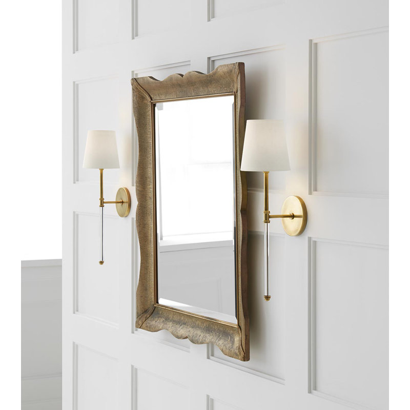 Suzanne Kasler Camille Sconce, Fabric, Hand-Rubbed Antique Brass