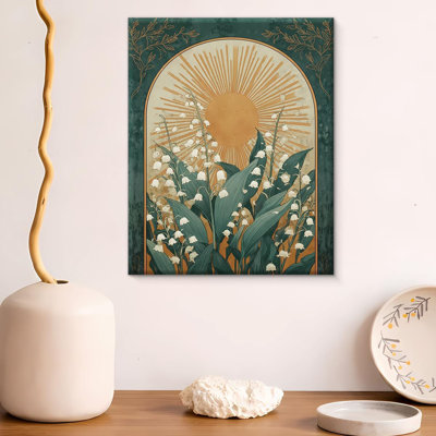 Boho Green Wall Art Decor Lily Of The Valley Print Picture Boho Wall Decor For Home Office Bedroom Living Room 8X10 Inch Canvas Framed