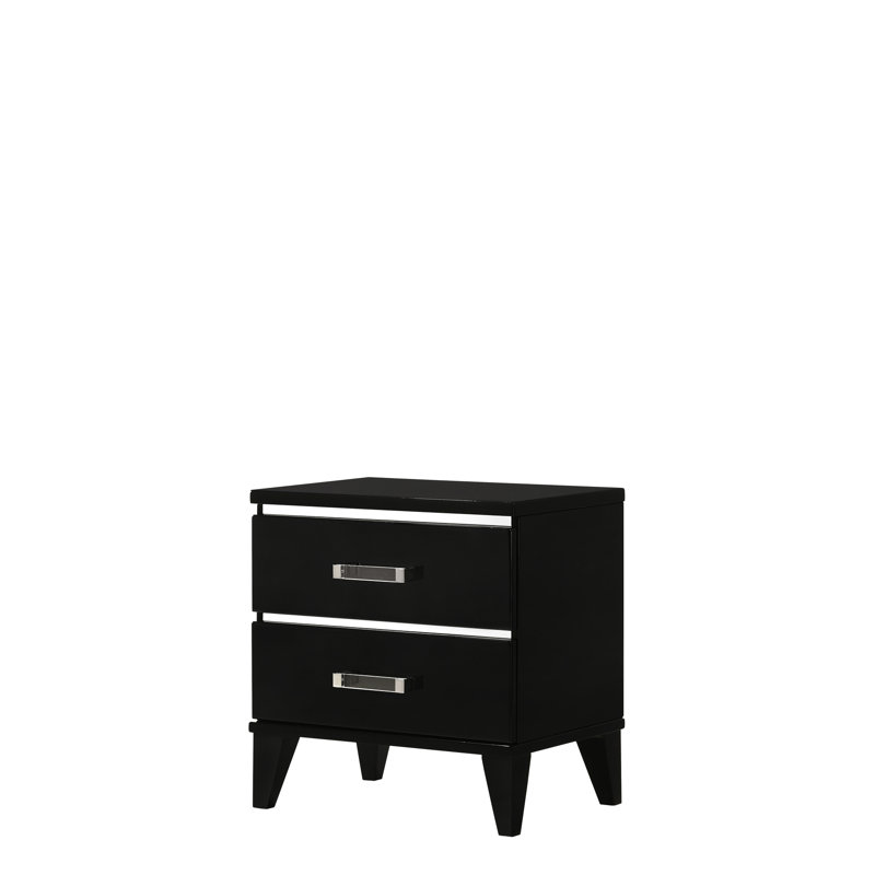 Table de chevet noire avec un grand espace intérieur de tiroir pour le rangement
