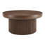 Bowe cannelé rond de 33,5 po avec plateau en bois véritable et base cylindrique, plateau de table épaissi, table basse Mid-Century moderne pour salon, petit espace-1673068349