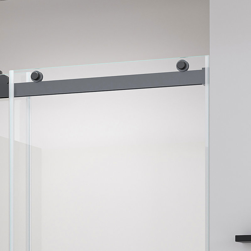 Frameless Sliding Soft-Close Shower Doors, Bathroom Sliding Shower Door， Glass Door For Bathroom, Matte Black