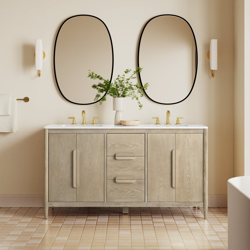 Elinor 60" Double Sink Bathroom Vanity with Quartz Top 