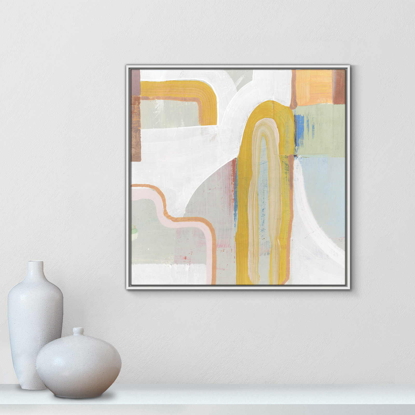 Copeland "Together Again II" Painting by Cartissi, 31.5" H x 31.5" W x 2" D, White