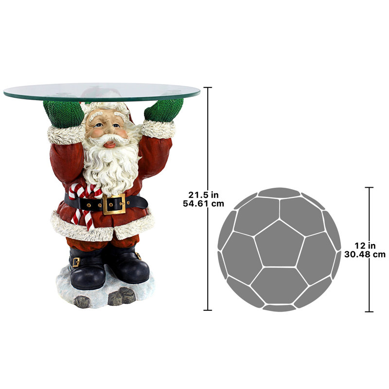 Grande table de bout en verre père Noël 21,5 po