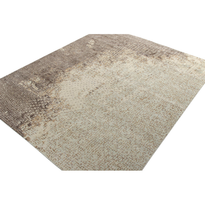 Distressed Homage Hand Knotted Wool Abstract Area Rug, Rectangle 12' x 16'