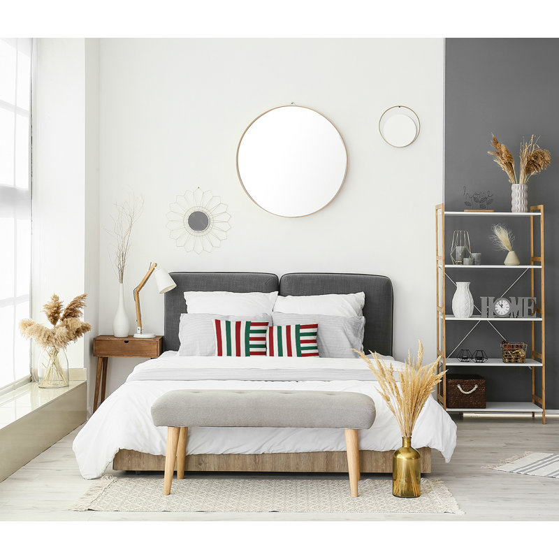 Coussin décoratif en polyester rayé, Carré, 16 po x 16 po