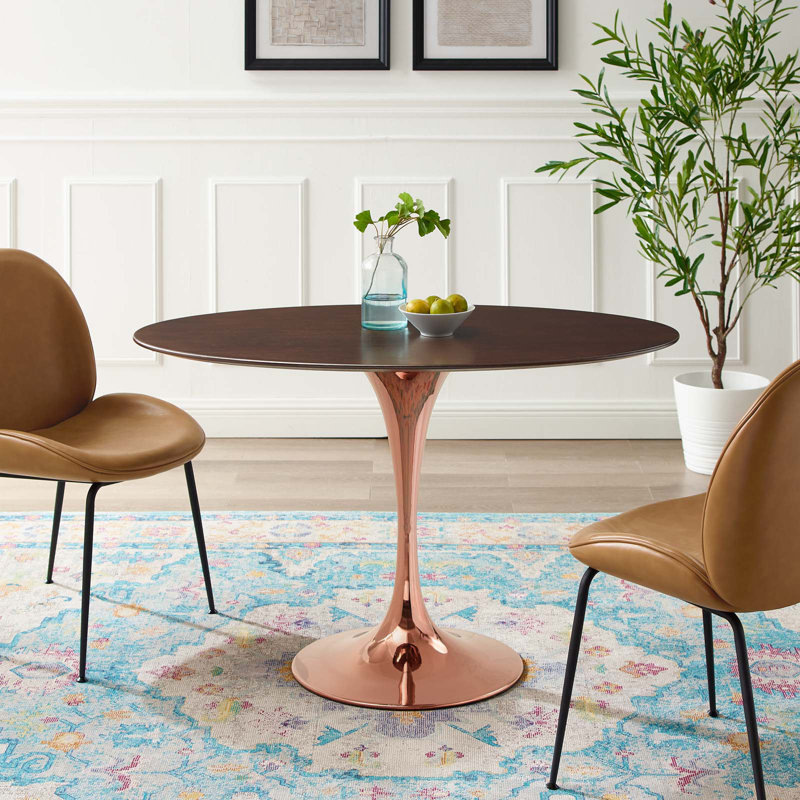 Lippa Dining Table by Modway, Cherry Walnut, Rose, 47" L x 27.5" W