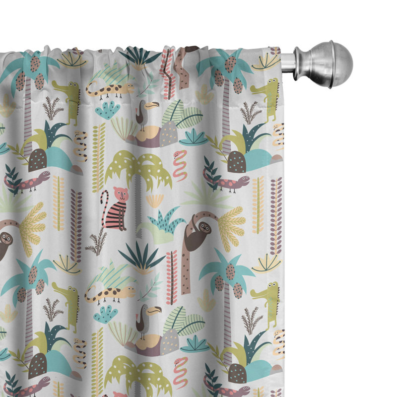 Jungle Semi-Sheer Rod Pocket Curtain Panels, 28" x 95"