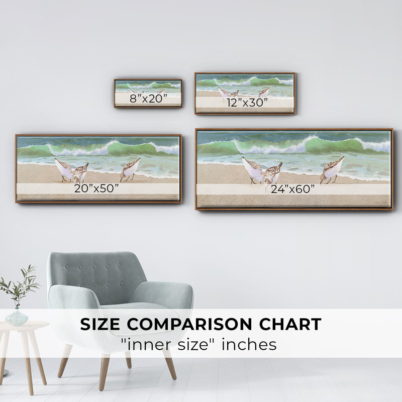 Beach Buddies, peinture sur toile encadrée, Noyer, H 12 po x l 30 po