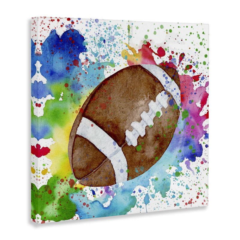 Toile Vivid Splash & Football, conception de Kim Allen, H 30 po x l 30 po
