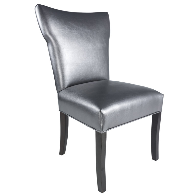 Chaise d'appoint contemporaine rembourrée en vinyle Canonbury Carleton, Étain