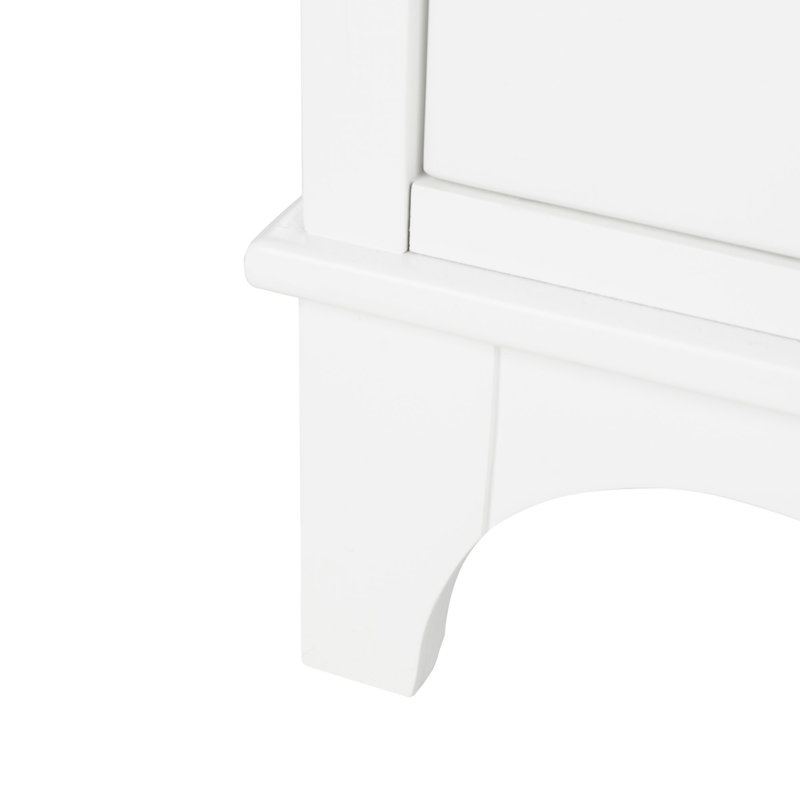 Contemporary Velasco 32'' W Nightstand – Bedroom Chest with 3 Pullout Drawers & Chic Quatrefoil Pull, White