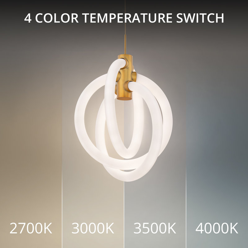 Knot LED Pendant, Aged Brass, 2700K