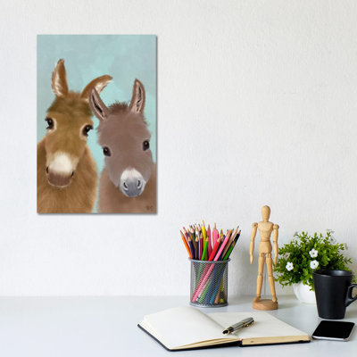 Donkey Duo, Looking At You by Fab Funky - Wrapped Canvas Print