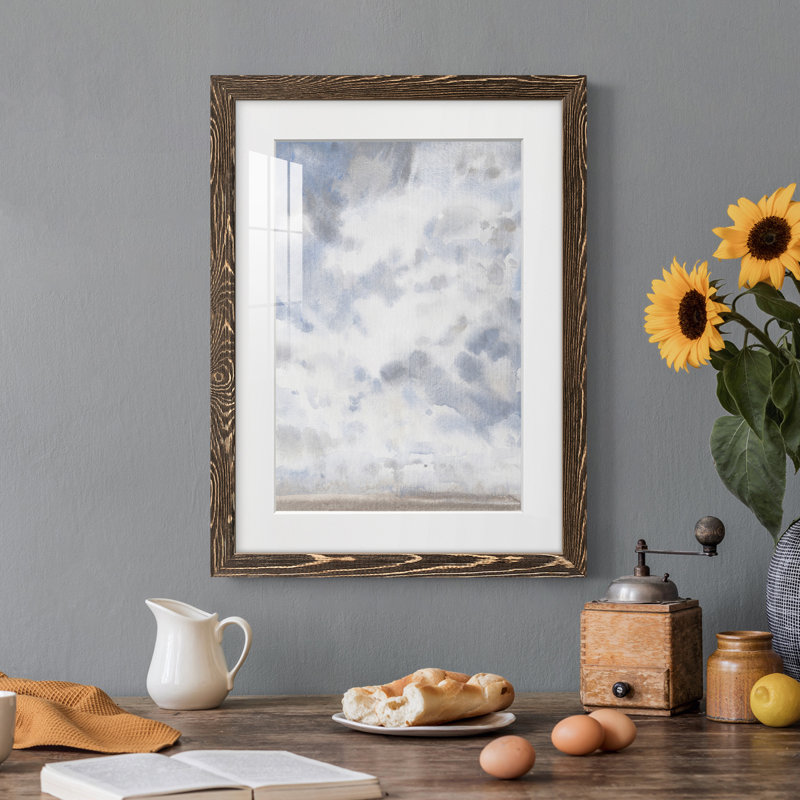 Ciel bleu IV - peinture encadrée, H 43,5 po x l 31,5 po x P 1 po, Encadrement gris foncé
