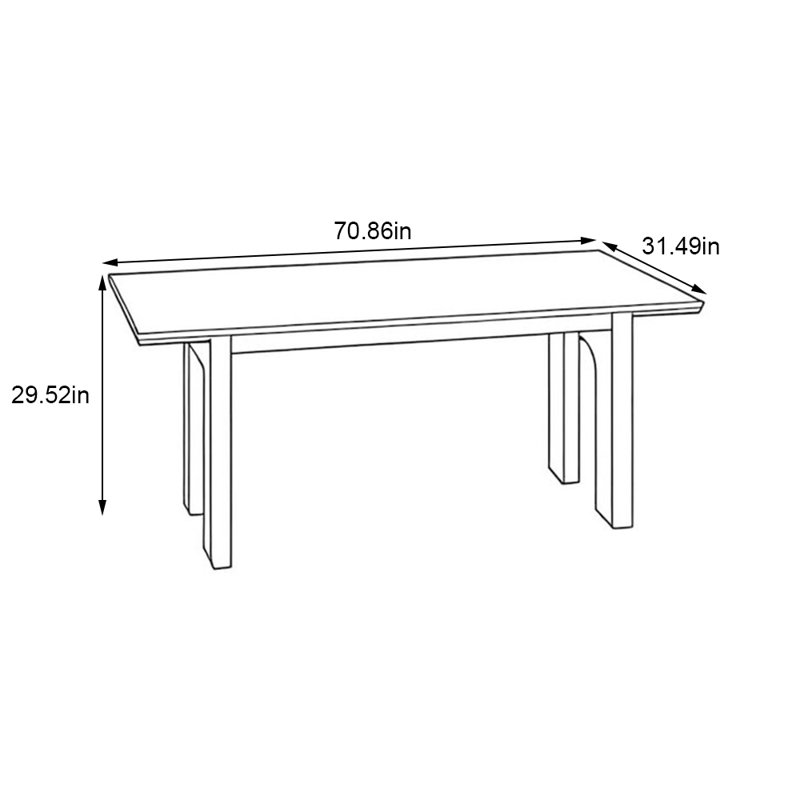 Thickened Explosion-Proof Rock Board Dining Table, 29.52"H x 70.86"L x 31.49"W
