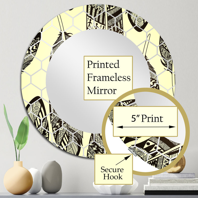 Miroir mural bohémien noir, 24 po x 24 po