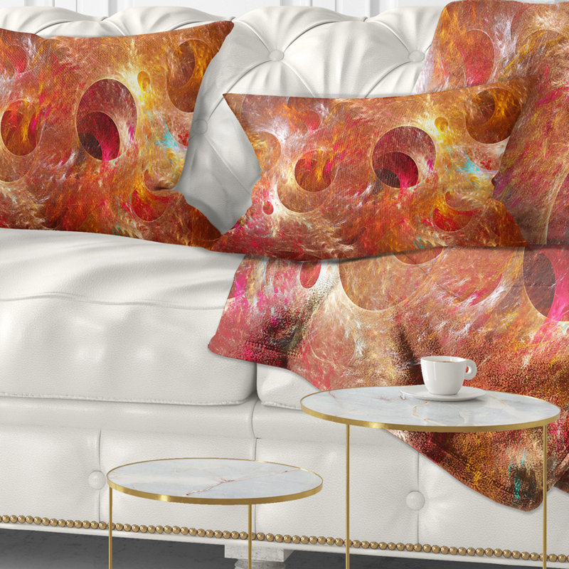 Texture de cercles rouges et jaunes - coussin imprimé abstrait