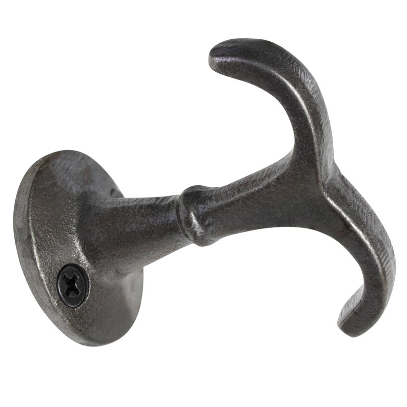 Gray Iron Double Arm Wall Hook with Screws