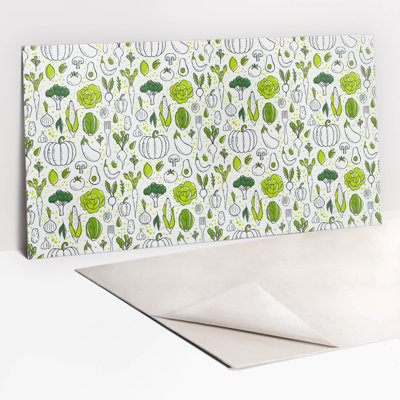 Self Adhesive Vinyl Splashback Wall Panel Sticker Tile Peel Stick 100x50 cm Cartoon green vegetables