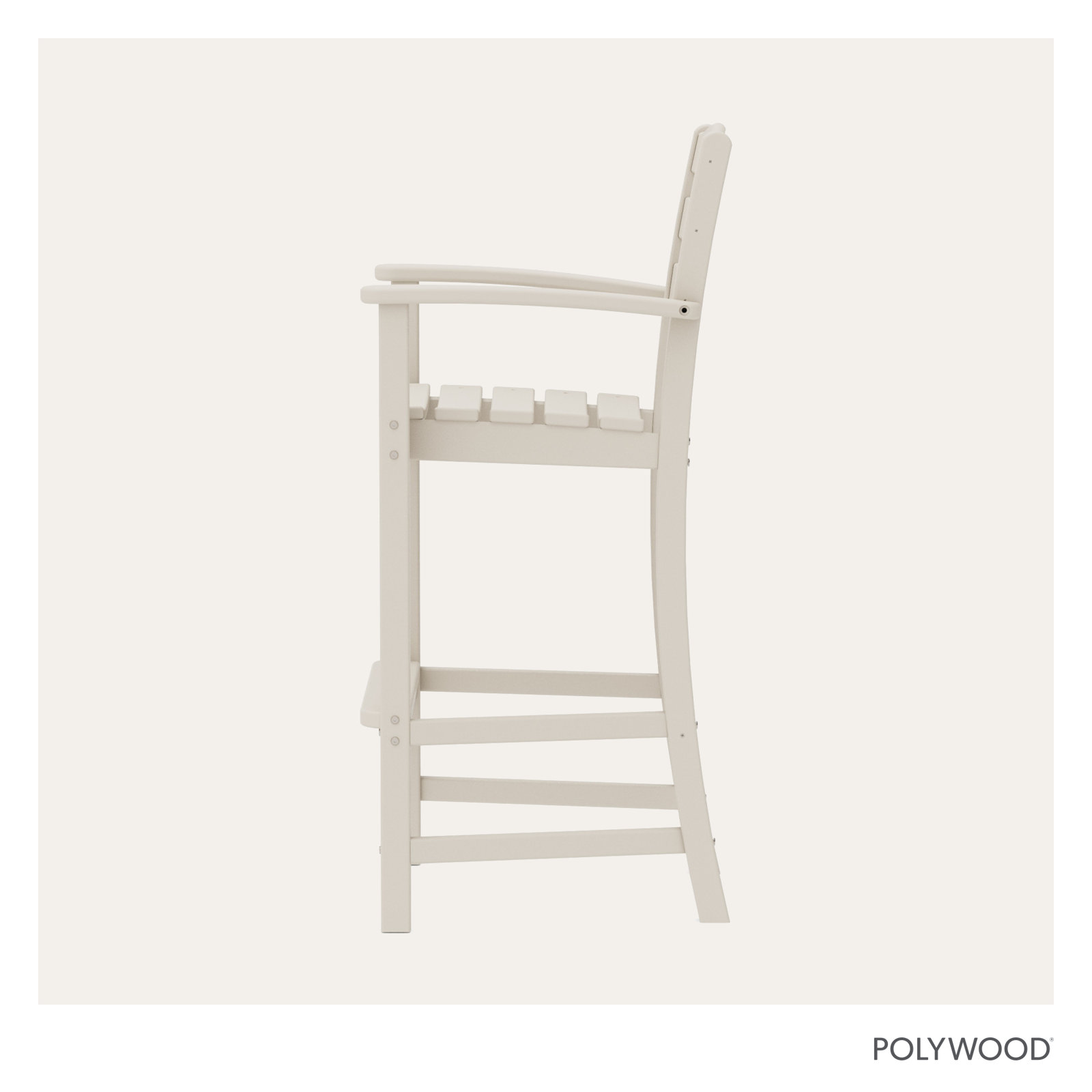 POLYWOOD® La Casa Café Arm Patio Bar Stool, Sand, Bar Stool (30.13" Seat Height)