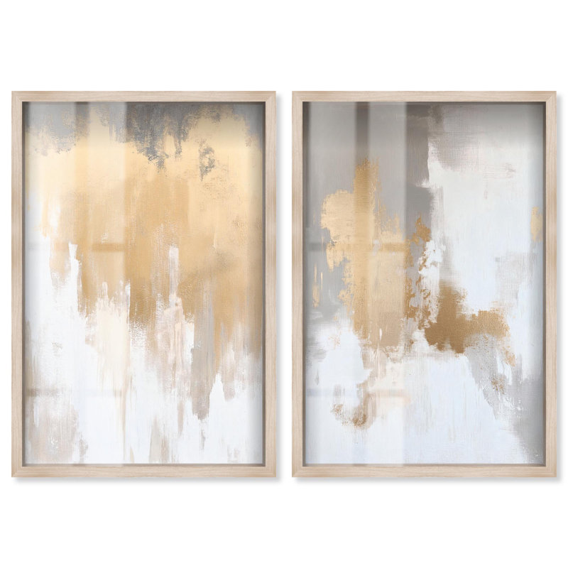 «Tranquility pair art», ensemble de 2 panneaux par Shadowbox , Crème, crème, H 55 po x l 37 po