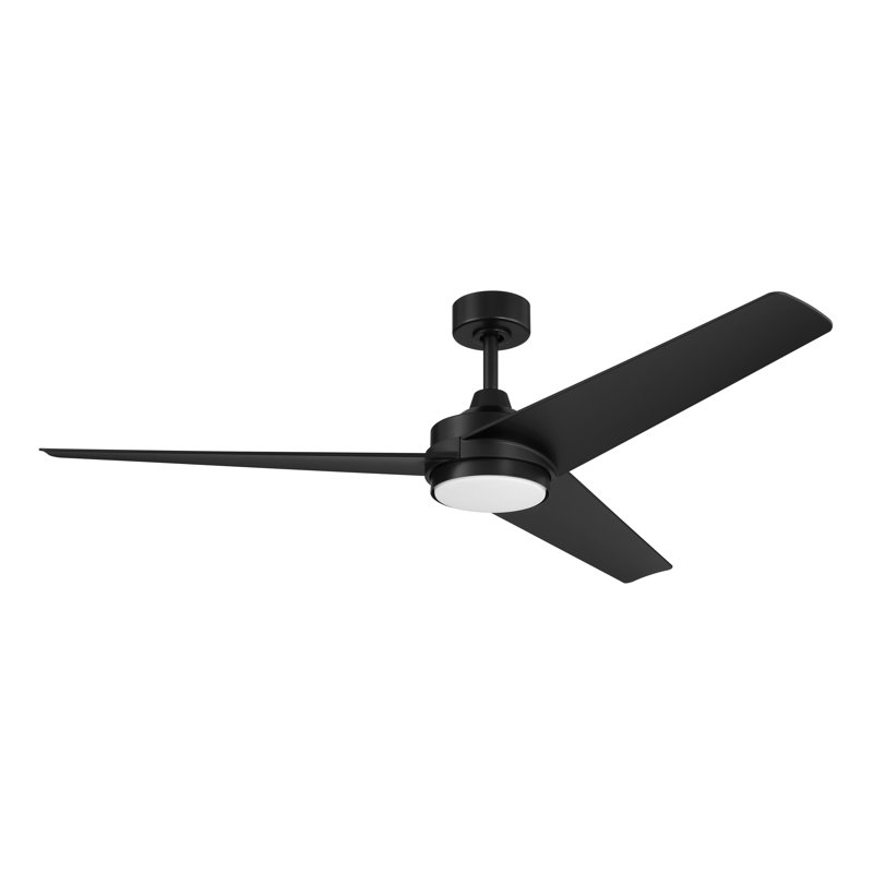 Velto 60" 3-Blade Indoor Matte Black Smart Ceiling Fan with LED Light and Wall Control Powered by Bond Home App, Matte Black
