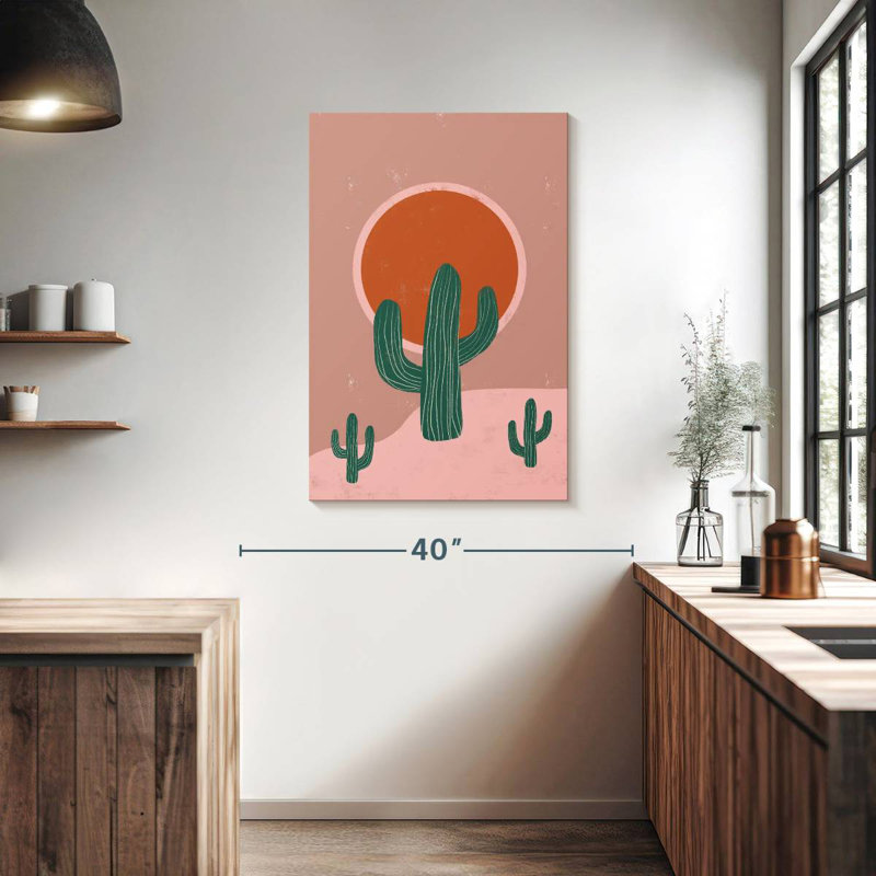 Harnek cactus et coucher de soleil, H 39 po x l 26 po