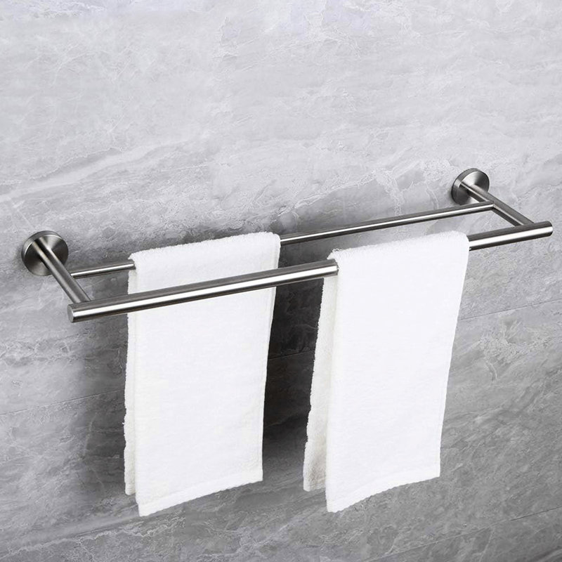 5 Piece Bathroom Towel Rack Wall Mount - Modern Brushed Nickel, Aluminium Material, Rust, Multifunctional For Different Rooms, Easy Installation Steps Mounted Aluminium, Design, Rust-, Various