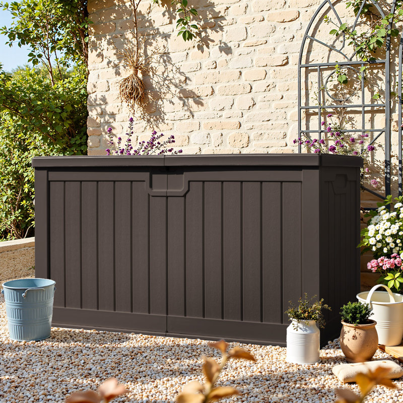 245 Gallon Resin Lockable Deck Box For Indoor And Outdoor, Brown