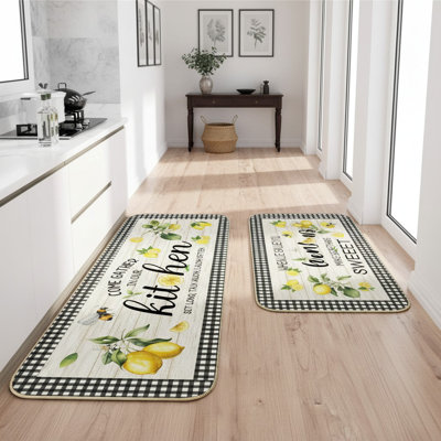 Ensemble de 2 tapis de cuisine antidérapants citron, tapis de cour de ferme 17 x 29 et 17 x 47