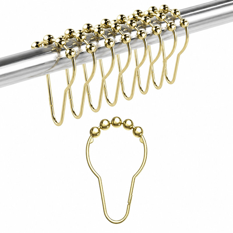 Crochets de rideau de douche Roller, Laiton