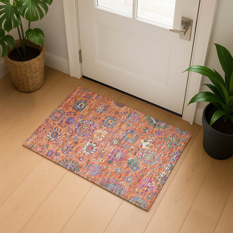 Premium Machine Washable Ariel Global Rug, Rectangle 1'8" x 2'6"