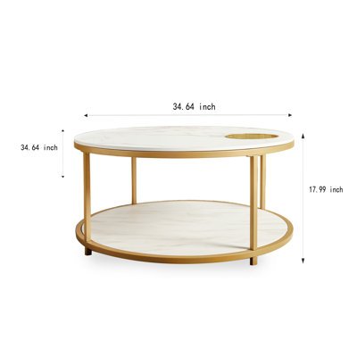 Table basse ronde avec plateau de rangement Barbara