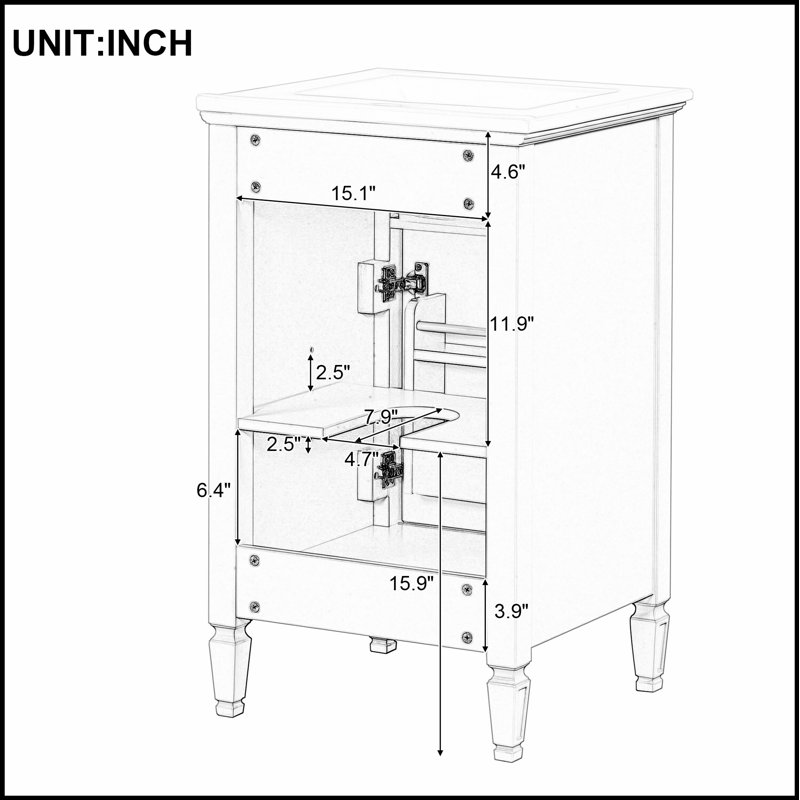 Meuble-lavabo autoportant avec lavabo, pieds en bois massif, tablette réglable, tiroir inclinable, boutons de qualité supérieure, idéal pour les petits espaces et la vie moderne