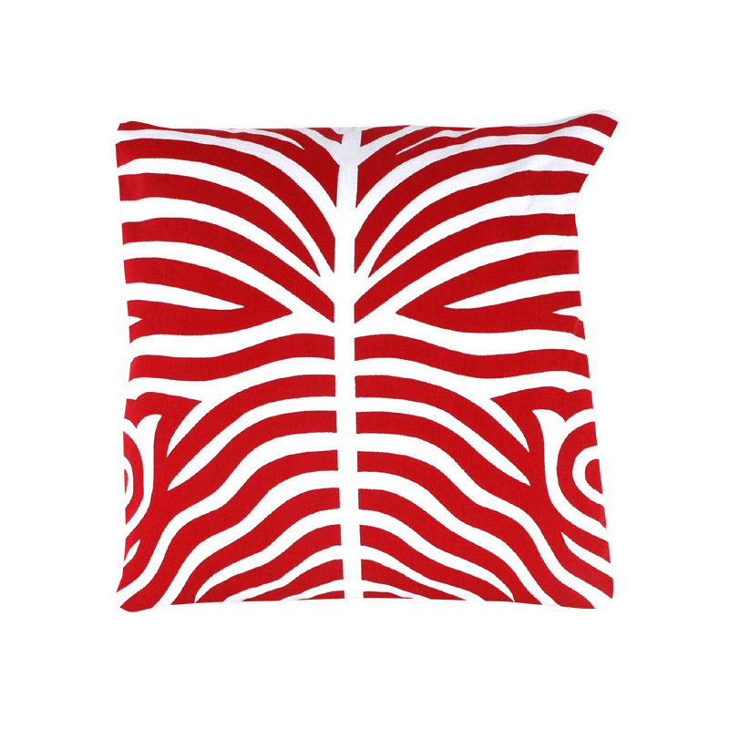 Xandra Zebra Striped 100% Cotton Throw Pillow, Red
