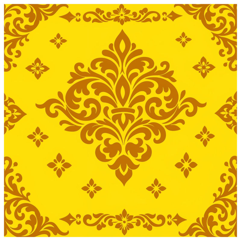 Coussins décoratifs en damas jaune et brun, 14 x 14 inches