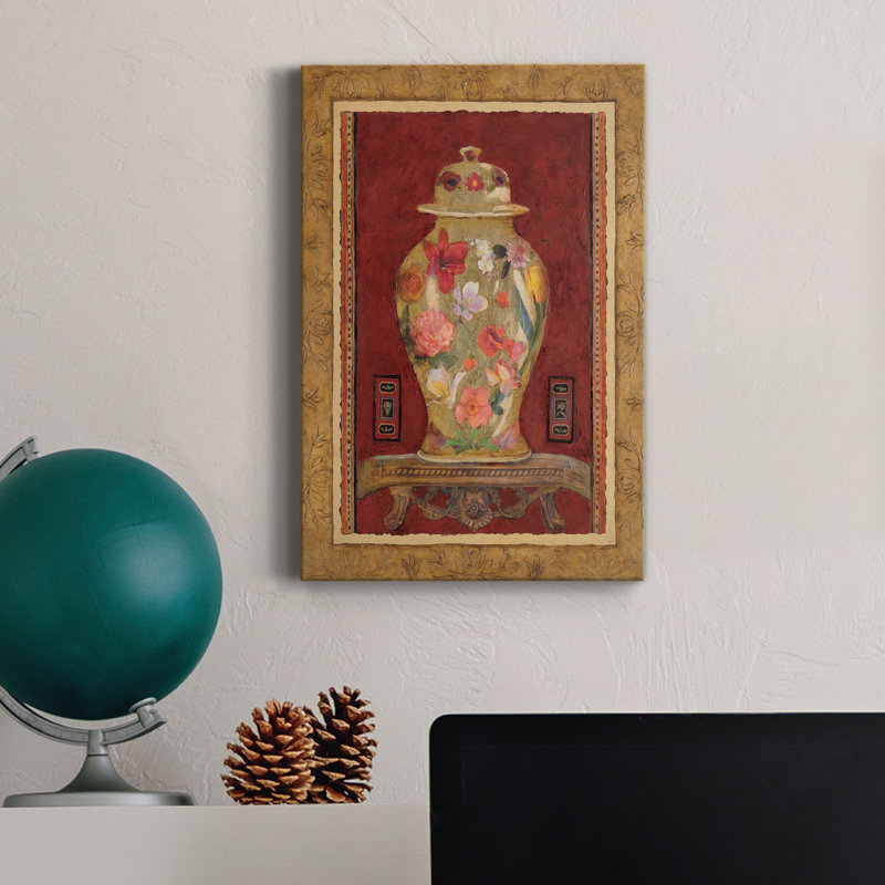 Urne romantique I - peinture sur toile tendue, H 18 po x l 12 po x P 1 po