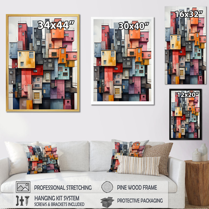 "Lamoyne Constructivism", reproduction sur toile, Cadre photo noir, H 32 po x l 24 po x P 1 po