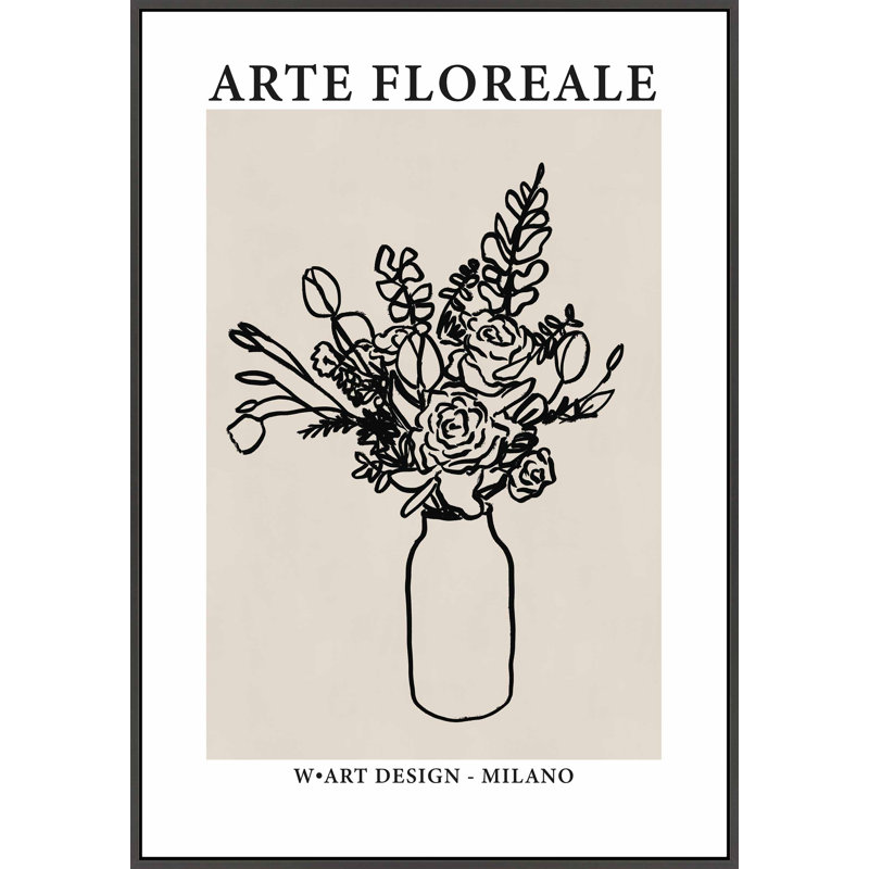 Bonte "Arte Floreale 2" par Romina Gadler, impression sur, Toile avec cadre noir, H 38 po x l 26,5 po