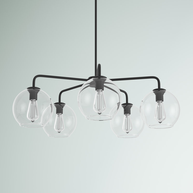 Lustre sphérique Spoutnik à 5 lumières Filkins, Noir, Transparent