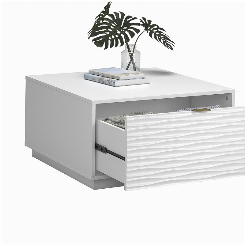 Table basse avec tiroir Coastal, finition blanche
