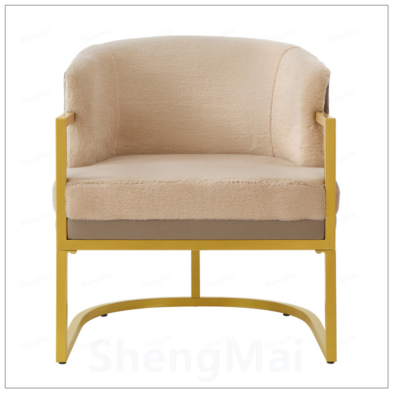 Chaise de lecture rembourrée avec structure en métal pour fauteuil, chambre à coucher ou bureau Modern Modern, Light Brown