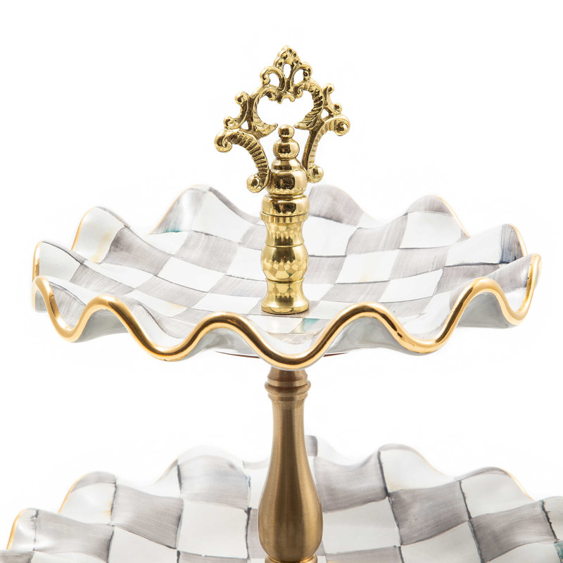 Sterling Check Three Tier Sweet Stand